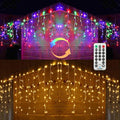 Toodour Christmas Icicle Lights Outdoor, 2 in 1 Warm White & Multicolor Color Changing Icicle Lights with 60 Drops, 29.5ft 360 LED Christmas Light Fairy Twinkle Light for Wedding Home Xmas Decor