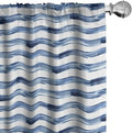 Ambesonne Harbour Stripe Window Curtains, Watercolor Style Paintbrush Stripes Sea Marine Life Lines Image, Lightweight Decor 2-Panel Set with Rod Pocket, Pair of - 28" x 95", Blue Night