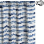 Ambesonne Harbour Stripe Window Curtains, Watercolor Style Paintbrush Stripes Sea Marine Life Lines Image, Lightweight Decor 2-Panel Set with Rod Pocket, Pair of - 28" x 95", Blue Night
