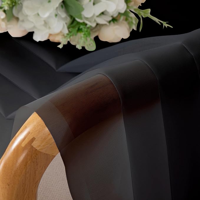 Aiyufeng Sheer Black Curtains 120 Inches Long, Extra Long Rod Pocket Solid Color Window Sheer Curtain Panels, Elegant Curtains & Drapes for Living Room, Bedroom 2 Panels (Black, 59" W x 120" L)