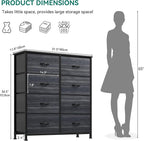YITAHOME Dresser with 8 Drawers - Fabric Storage Tower, Organizer Unit for Bedroom, Living Room, Hallway, Closets - Sturdy Steel Frame, Wooden Top & Easy Pull Fabric Bins, Burlywood Grain