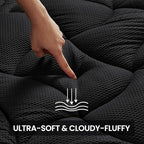 SLEEP ZONE Cooling Queen Mattress Topper, Premium Zoned Cool Mattress Pad Cover, Padded Mattress Protector Breathable Washable, Deep Pocket 8-21" (Black, Queen)