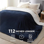 Bedsure GentleSoft Sherpa Fleece Oversized Cal King Blankets for Bed - Thick and Warm Throw for Women and Men, Soft Fuzzy Plush Large Blanket for Winter, Navy, 112x98 Inches