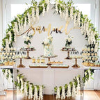 Wisteria Artificial Flowers Garland, 4Pcs Total 28.8ft Silk Faux Wisteria Vine Kit, Hanging Flower Plant for House Outdoor Garden Ceremony Outside Wedding Arch Floral Decor (4, White)