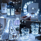 ZNYCYE Fairy Lights Battery Operated,24 Packs 9.8FT 30LEDs+ 6 Replacement Batteries Firefly Lights Copper Wire String Lights(NO Timer) for Bedroom Wedding Mason Jar Dorm Decor(Cool White)