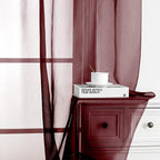 OWENIE Sheer Curtains, Sheer Curtains 84 inch Length 2 Panels Set, Rod Pocket Voile Fimly Sheer Drapes for Living Room/Bedroom, 2pcs, Each 42" W x 84" L, Burgundy