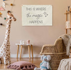Boho Rectangular Banner Flag Wall Sign Decor Gift for Baby Boy Girl Kids,Nursery Baby Room Bedroom Living Room Office Decor-This Is Where the Magic Happen-Baby,Shower Birthday Christmas Gift