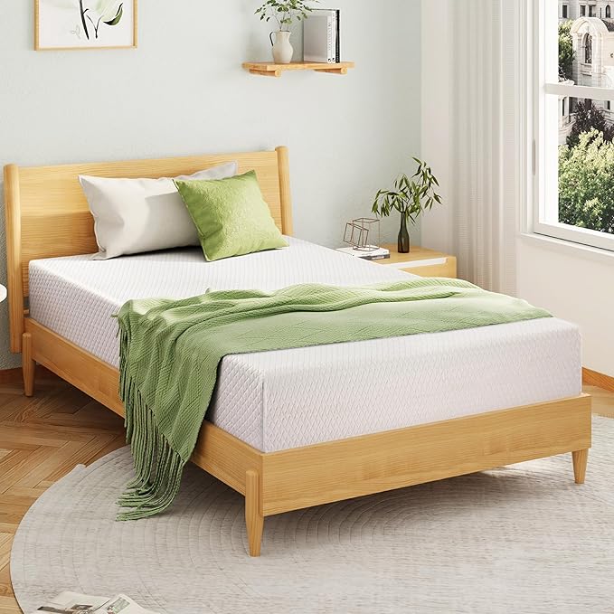 EGOHOME Twin XL Memory Foam Mattress, 10 Inch Bed Mattress in a Box with Cooling Green Tea Gel, Relieve Pressure with Medium Support, CertiPUR-US Certified, 80''L x 38''W, White