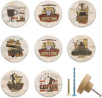 JamJam 8Pack 1-4/5Inch Round Vintage Coffee Themed Cabinet Kitchen Door Drawer Knobs and Pulls