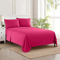 RV Short Queen Sheet Set with Built-In Sheet Straps -✅ Deep Pocket Recreational Vehicle Camper Size Fitted Sheet, Flat Sheet & Pillowcases -✅ Soft, Wrinkle-Free, Secure Fit -✅ Fuschia