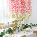 mizii 6Pcs Pink Wisteria Hanging Flowers 48" Silk Wisteria Artificial Flowers Garland Vines Fake Hanging Flowers Decoration for Wedding Flower Wall Backdrop Centerpieces Party Room Decor (Pink)