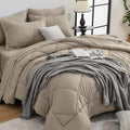 HEVUMYI Linen Twin-XL Comforter Set - 5-Piece All Season Bed in a Bag Twin-XL, Ultra Soft Bedding Set with Comforter, Flat Sheet, Fitted Sheet, Pillowcases, Pillow Shams