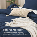 Litanika Navy Blue Comforter Full Size Set, 3 Pieces Lightweight Solid Bedding Comforter Set, All Season Fluffy Bed Set