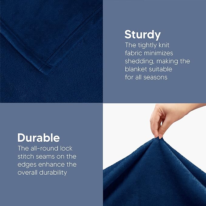 Utopia Bedding Fleece Blanket Full Size Navy 300GSM Luxury Fuzzy Soft Anti-Static Microfiber Bed Blanket (90x84 Inch)