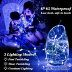 ZGWJ 24 Pack Fairy Lights Battery Operated, 7ft 20 Mini LED Fairy String Lights Silver Wire 3 Modes for DIY, Parties, Wedding, Bedroom, Halloween Christmas Decoration Blue