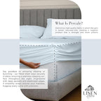 Linen Home 100% Cotton Percale Sheets Full Size, Blue Duck Egg, Deep Pocket, 4 Pieces Set - 1 Flat, 1 Deep Pocket Fitted Sheet and 2 Pillowcases, Crisp Cool and Strong Bed Linen