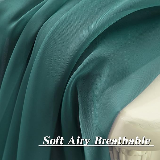 HUTO Dark Teal Green Sheer Curtains 45 inches Long for Bedroom Top Rod Pocket Sheer Window Panels Curtains for Nursery Living Room 52 by 45 Inch Length Set of 2