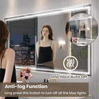84"X32" LED Bathroom Mirror with Front Lights and Backlit, Anti-Fog, Dimmable, Shatter-Proof Tempered Glass, Lighted Bathroom Vanity Mirror for Wall with 3 Colors, Memory Function