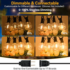 100ft Outdoor String Lights Waterproof/Connectable/Dimmable with 52 LED Shatterproof Bulbs,2-Pack 50ft UL Listed Globe G40 String Lights Outside Lighting for Patio Backyard Cafe Party Wedding Garden