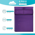 DREAMCARE California King Sheet Sets – 6 pcs Cooling Bed Sheets – up to 21” Deep Cal King Sheets – 2500 Supreme Collection – Extra Soft 100% Brushed Microfiber Hotel Luxury with Side Pocket – Purple