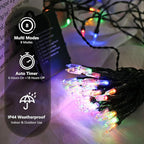BrizLabs Christmas Lights Multicolor, 2 Pack 17.94ft 50 LED Christmas String Lights, Battery Xmas Tree Light Outdoor/Indoor, Green Wire 8 Modes Mini Xmas Light for Holiday Tree Wreath Lawn Party Decor