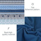 Boho Comforter Set Full Size,8 Pieces Navy Blue Bohemian Striped Bed in a Bag,Paisley Soft Microfiber Bedding Comforter Set