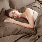 Bedsure California King Comforter Set Brown - Bed in a Bag Cal King Bedding Set 7 Pieces, GentleSoft™ Pintuck Bed Set Gift for Family, Pinch Pleat Brown Comforter with Sheets, Pillowcases & Shams