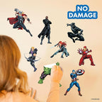 Marvel The Avengers Wall Decals – Set of 8 Hulk Iron Man Captain America Black Panther Removable Vinyl Stickers for Kids Bedroom Playroom Bathroom - Peel and Stick Room Décor