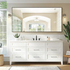 Bathroom Vanity Mirror for Wall, 60" x 30" Metal Framed Rectangular Bathroom Wall Mirror for Over Sink, HD Shatterproof Glass, Hangs Horizontally or Vertically(Black)