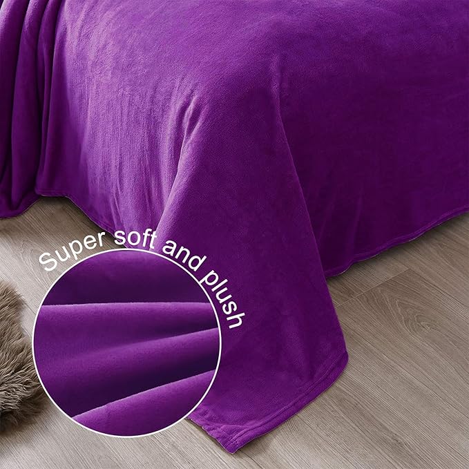Exclusivo Mezcla Fleece Blanket Twin Size for Bed, Super Soft and Warm, All Season Use, Cozy, Plush, Lightweight, 60x80 Inches Purple