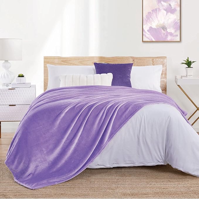 Walensee Fleece Blanket Plush Throw Fuzzy Lightweight (King Size 108x90 Lavender) Super Soft Microfiber Flannel Blankets for Couch, Bed, Sofa Ultra Luxurious Warm and Cozy for All Seasons