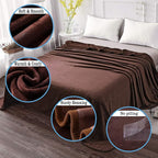 HOZY Soft Blanket Twin Size Fleece Warm Fuzzy Throw Blankets for The Bed Sofa Lightweight 350GSM Chocolate 66"*90"
