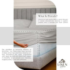 Linen Home 100% Cotton Percale Sheets Twin Size, Silver, Deep Pocket, 3 Pieces Set - 1 Flat, 1 Deep Pocket Fitted Sheet and 1 Pillowcase, Crisp Cool and Strong Bed Linen