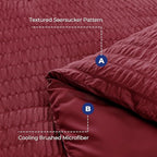 HYMOKEGE Burgundy Twin XL Comforter Set Seersucker 5 Pieces, All Season Luxury Bed in a Bag for Bedroom, Bedding Set with Comforter, Sheets, Pillowcase & Sham