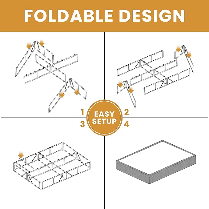 MAF Queen Box Spring 10 Inch High Profile Box Spring for Queen Bed, Queen Size Bed Base 3500 lbs Black Heavy Duty Metal Mattress Foundation with Easy Clean Cover, Easy Assembly