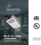 Broan-NuTone Bathroom Exhaust Fan with Heater Quiet 1.5 Sones, 80 CFM and 3-Level CCT Lighting, Powerful Ventilation and Warm Comfort for Any Bathroom