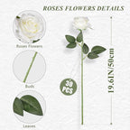 JUSTOYOU 30PCS Artificial Roses Silk Flowers in Bulk, Realistic White Fake Roses for Wedding Decorations, Home Decor, Centerpieces, Indoor Floral Arrangements