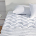 SLEEP ZONE Full Size Cooling Mattress Topper for Double Bed, Premium Zoned Cool Mattress Pad Cover, Padded Mattress Protector Breathable Washable, Deep Pocket 8-21" (White, Full)