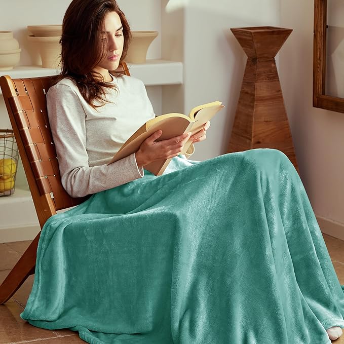 Exclusivo Mezcla Fleece Throw Blanket for Couch, Sofa, 300GSM Super Soft and Warm Blankets, Celadon Throw All Season Use, Cozy, Plush, Lightweight, 50x60 Inches
