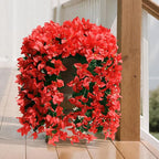 NESCCI Bougainvillea Artificial Flowers Plants for Outdoor Outside Fall Autumn Decor, 4 PCS Faux Silk Long Trailing Vines UV Resistant Fake Flowers for Front Door Porch Planter Urn Patio