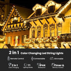 Toodour Christmas Icicle Lights Outdoor, 2 in 1 Warm White & Multicolor Color Changing Icicle Lights with 60 Drops, 29.5ft 360 LED Christmas Light Fairy Twinkle Light for Wedding Home Xmas Decor
