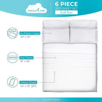 DREAMCARE Full Size Bed Sheet Set - Cooling, Extra Deep Pocket, 6pcs Set - Soft & Long Lasting 100% Fine Brushed Polyester - White, Includes Side Pocket