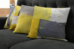 Ambesonne Modern Throw Pillow Cushion Case Pack of 4, Abstract Grunge Themed Geometric Squares with Paintbrush Stroke Effect Ornament, Modern Accent Double-Sided Digital Printing, 24", Yellow Grey