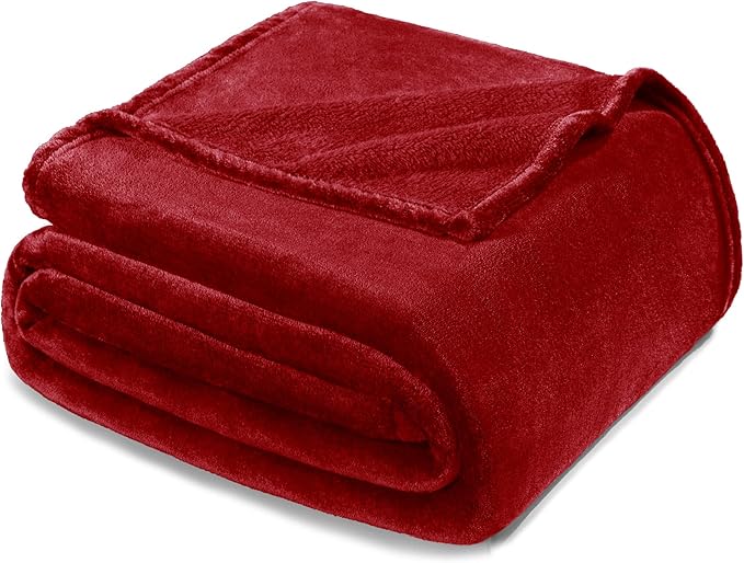 Exclusivo Mezcla Fleece Blanket Twin Size for Bed, Super Soft and Warm, All Season Use, Cozy, Plush, Lightweight, 90x66 Inches, Deep Red