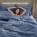 Bedsure Full Comforter Set Slate Blue - Bed in a Bag Full Size Bedding Set 7 Pieces, GentleSoft™ Pintuck Bed Set Gift for Family, Pinch Pleat All Season Comforter with Sheets, Pillowcases & Shams