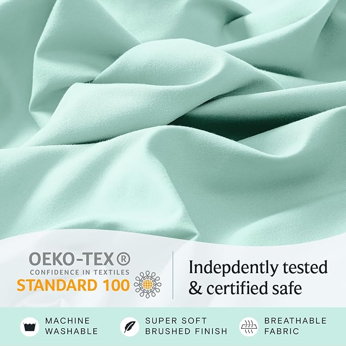 LuxClub 3 PC Sheet Set Bed Sheets Deep Pockets 16" Eco Friendly Wrinkle Free Cooling Machine Washable Hotel Bedding Silky Soft - Aquamarine Twin XL