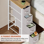 Somdot Narrow Dresser with 4 Drawers, Slim Storage Organizer Chest of Drawers with Removable Fabric Drawers for Small Spaces Bathroom Closet Bedroom Laundry, Ash Grey