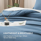 Litanika Comforters California King Size Ocean Blue, 3 Pieces Lightweight Solid Bedding Set & Collections, All Season Fluffy Bed Set (104x96 Inches Comforter & 2 Pillowcases)