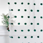 MYSKY HOME Kitchen Curtains 54 Inches Long Small Window Curtains for Christmas Hunter Green Pom Pom Curtains for Cafe Bedroom Nursery Boys Room Rod Pocket 2 Pieces Drapes 52 x 54 inch Length
