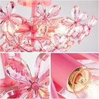 WUZUPS Crystal Chandelier Flushmount Ceiling Light Modern Lighting Fixture for Bedroom Hallway Bar Kitchen Bathroom, H 8.9" x W 17.7", Pink, E12 Base